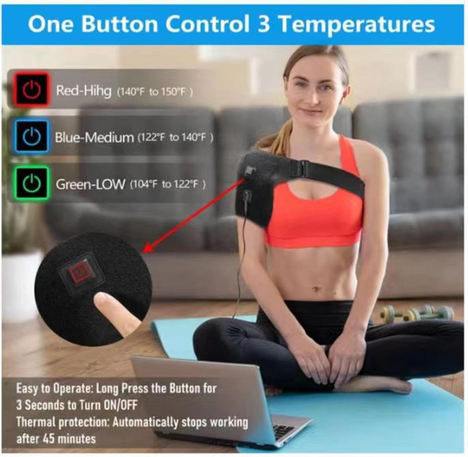 دعامة كتف مُدفأة جهاز تدليك لتخفيف آلام الرقبة والكتف