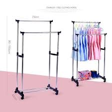 علاقة ملابس مزدوجة متحركة لتعليق الملابس وتخزين المعاطف