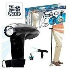 عكاز متين قابل للطي مزودة بإضاءة مدمجة وقاعدة عريضة قابلة للدوران